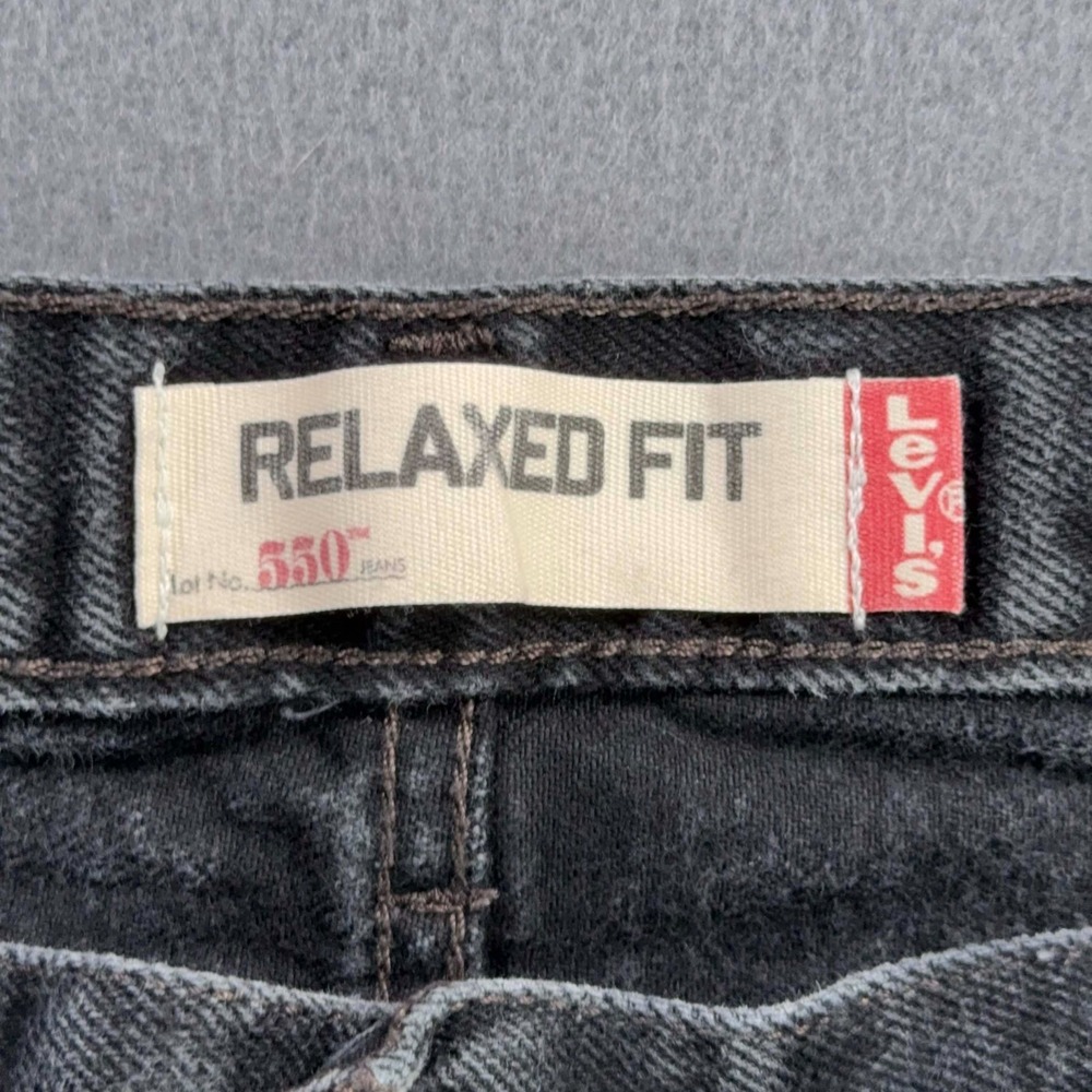 Levis 550 Mens Black Jeans Classic Relaxed Fit High Rise Y2K Meas.38x30.5 HEMMED - Picture 3 of 13